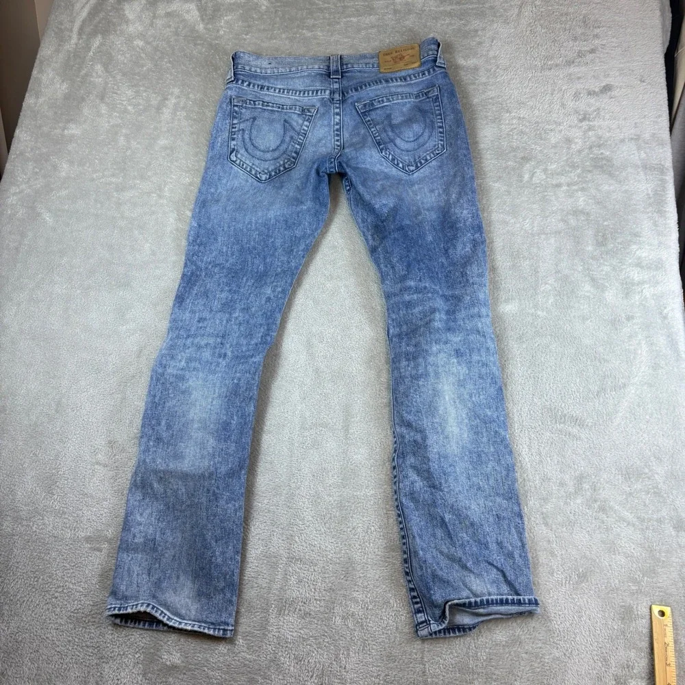 True Religion Jeans Men 30 (Fits 32x32) Ricky Relaxed Straight Blue Whisker Fade